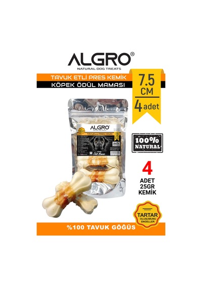Algro Tavuk Etli Doğal Ödül Kemiği 7.5 CM 25 G 4'lü