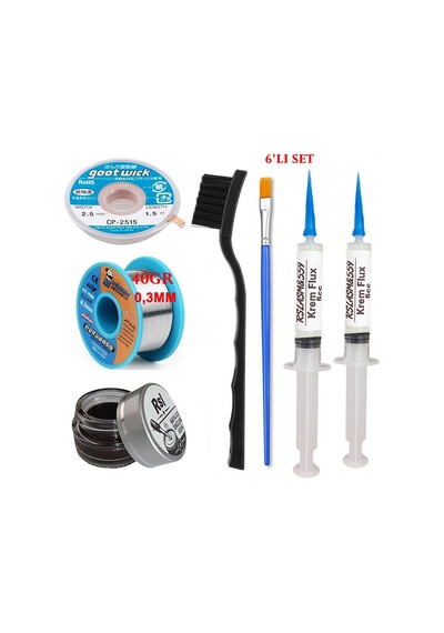 Mechanic Lehim Teli 0,3mm 40gr Havya Uc Temizleyici Rslasm Flux Ve Cp-2515 Lehim Emme Teli Seti St04