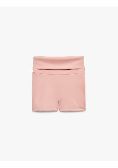 Koton Yüksek Bel Beli Lastikli Basic Kısa Tayt Pembe 6skg40172ak Gül