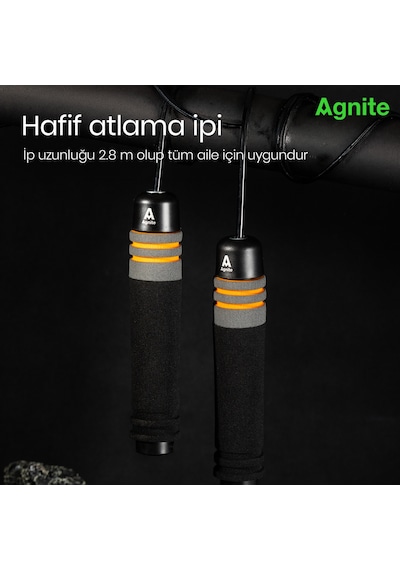 Agnıte Çelik Halat Atlama İpi Sayaçsız Dayanıklı Spor İpi Siyah