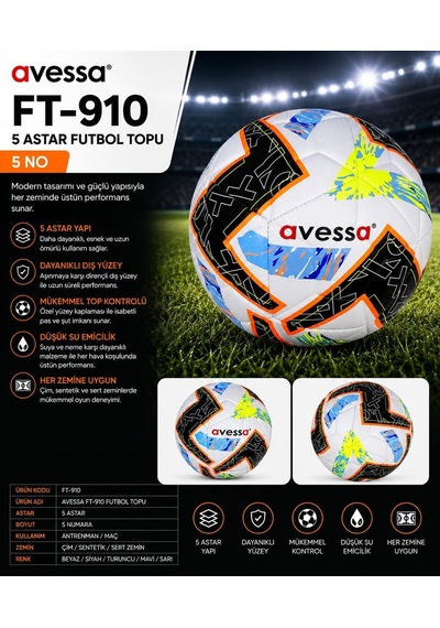 Avessa Ft-910 Futbol Topu 5 Astar Çok Renkli
