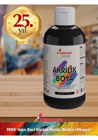 Red Rose Siyah Akrilik Boya 250 G