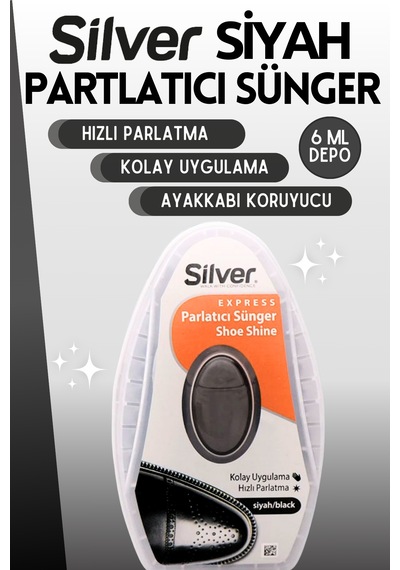 Silver Deri Ayakkabı Parlatma Temizleme Ve Bakım Süngeri Siyah Depolu