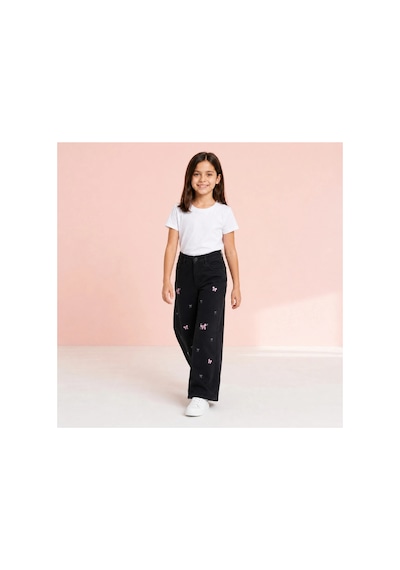 Rony Pony Kids Kız Çocuk Fiyonk Nakışlı Palazzo Kot Pantolon Yüksek Bel Geniş Paça Jean Siyah Rony Pony Kids Kız Çocuk Fiyonk Nakışlı Palazzo Kot Pantolon Yüksek Bel Geniş Paça Jean Siyah
