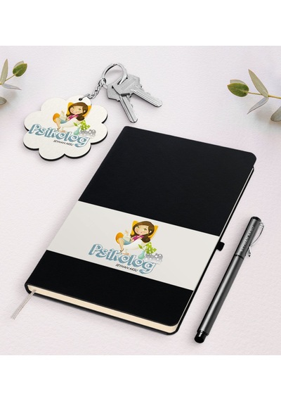 Kişiye Özel Psikolog Siyah Defter Kalem Ve Anahtarlık Seti N11.10824