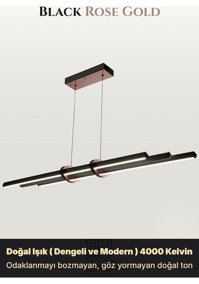 Cosmo Rose Gold Lineer Led Sarkıt Avize Kumandalı Dim Edilebilir Yukarı & Aşağı Işık Doğal Işık