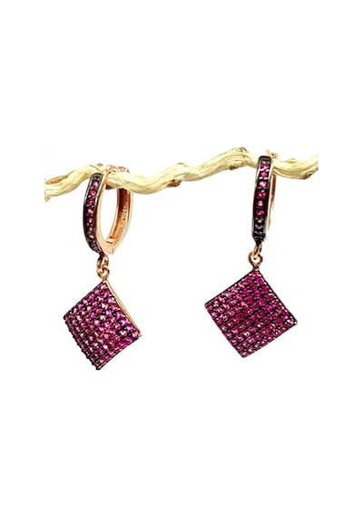 Pembe Zirkon Taşlı Gümüş Sallantılı Küpe N11.75715