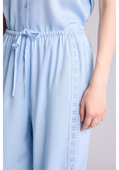 Defacto Regular Fıt Uzun Boy Dokuma Pijama Alt G4372ax26spbe745 Mavi-be745