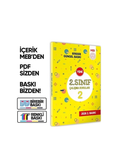 MEB İlkokul 2.Sınıf Çalışma Soruları 2 Tüm Dersler Kazanım Pekiştirme Kitabı BASKI ÜCRETİ