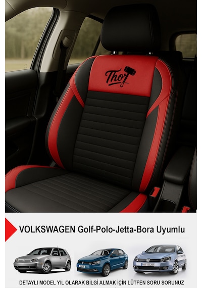 Thor Tay Tüyü Oto Koltuk Kılıfı Volkswagen Bora-golf-jetta-polo Uyumlu Kırmızı