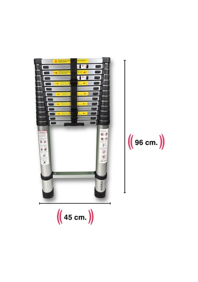 Endokon 540 Cm. - 14 Basamaklı Teleskopik Alüminyum Merdiven - I Tipi Uzayan Merdiven