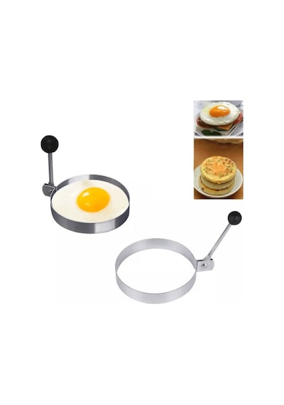 Metalik Daire Şeklinde Metal Omlet Yumurta Ve Krep Kalıpları 19 x 7 CM