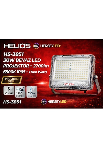 Helıos Hs-3851 30w Beyaz Led Projektör Ip65 Tam Watt Beyaz Işık