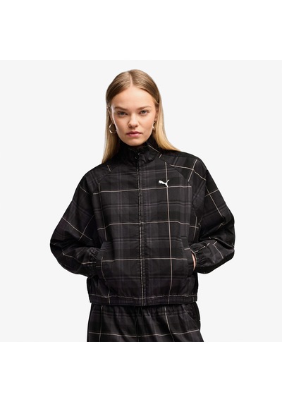 Puma T7 Tartan Woven Kadın Siyah Ceket 636628 Çok Renkli