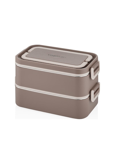 2000 Ml 2 Kat Paslanmaz Çelik Çorba Kaseli Bento Lunch Box Yeni Nesil Sefer Tası -fflbox01 Kahverengi