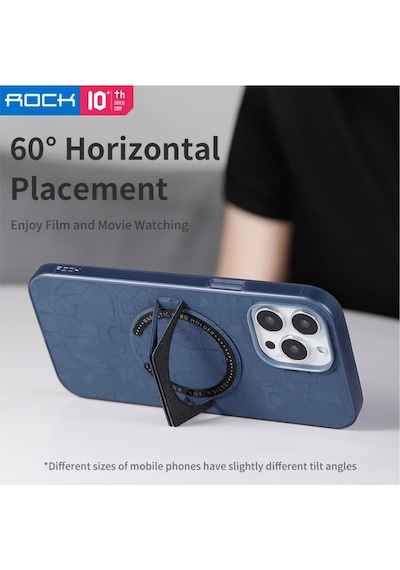 Rock Space Apple Uyumlu iPhone 13 Pro Kılıf Moca Serisi Magsafe Standlı - Mavi Mavi