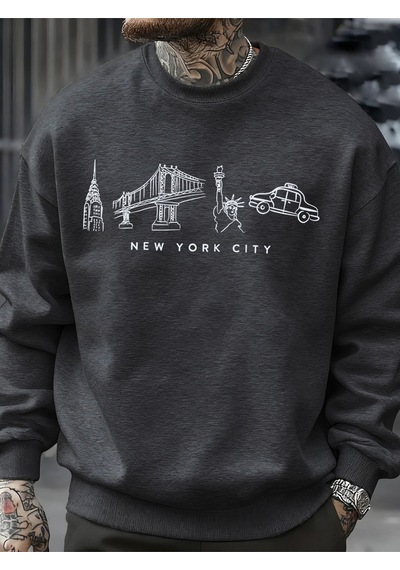 Startmore Startmorenew York City Özellik Desen Erkekler Kazak Sonbahar Bisiklet Yaka Kazak Hip Hop Çok Renkli Gi Antrasit