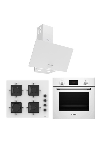 Bosch & Ferre Whiteline HBF512BW1T + SS206 + D087-SA 3 Lü Ankastre Set