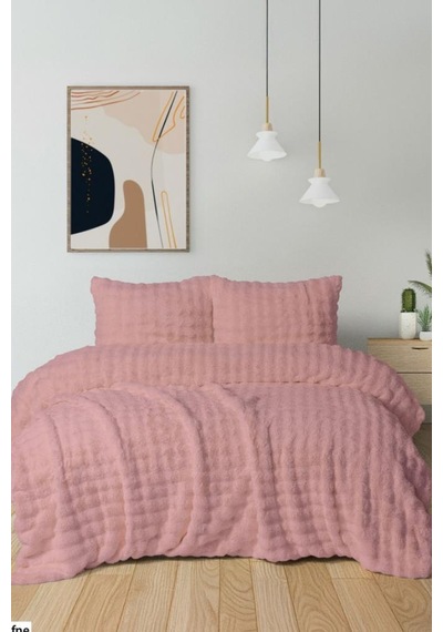 Merinos Diamond Buble Kürk Çift Kişilik Comforter Set Gül Kurusu Gül Kurusu