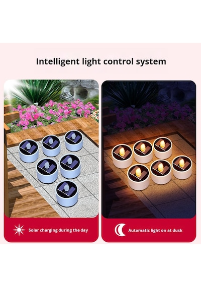 Mum Alevi Efektli Solar Led Bahçe Lambası - Güneş Enerjili Dekoratif Mum Işığı 6 Adet 6 ADETLİ SET