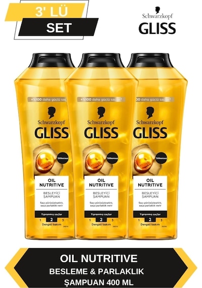 Gliss Oil Nutritive Şampuan 3 x 400 ML