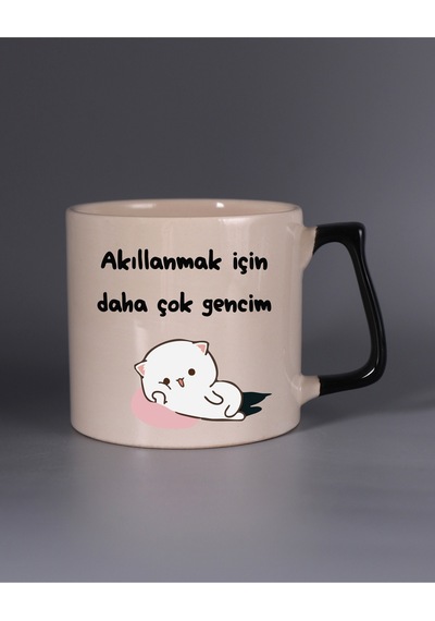 Renkli Kulplu Bardak - Genç Siyah