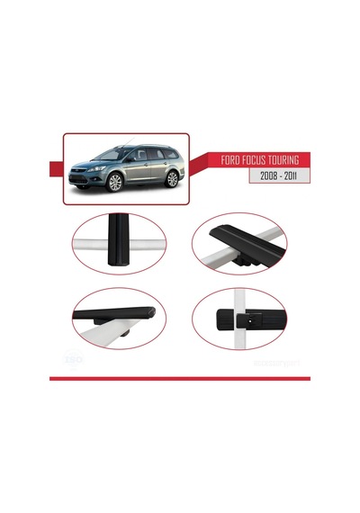 Ford Focus Tourıng 2008-2011 Arası İle Uyumlu Basic Model Ara Atkı Tavan Barı Siyah 3 Adet
