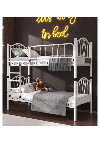 Missidea Orkide Dekoratif Metal Ranza & Karyola Seti Beyaz 90x190 Cm 90 x 190