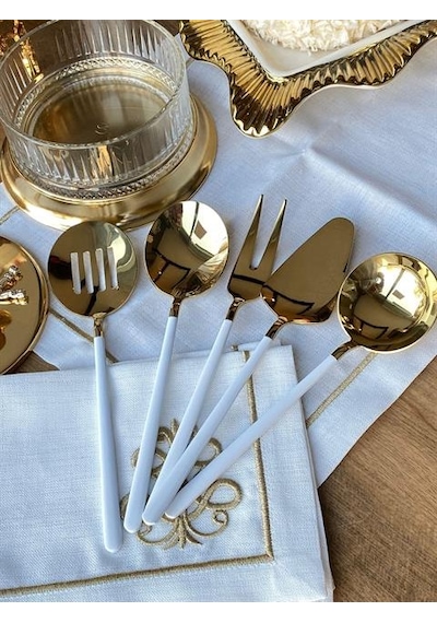 Allegra White Gold 5 Parça Servis Kaşık Seti Renkli