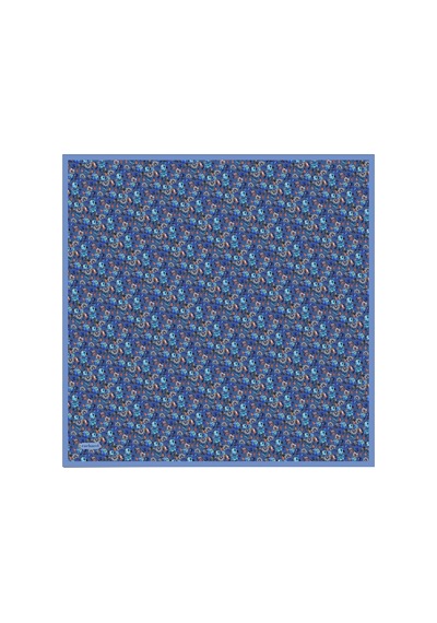 Cacharel Koyu Mavi Çiçek Desenli İpek Twill Eşarp Koyu Mavi Koyu Mavi