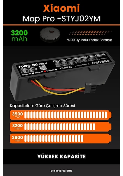 Xiaomi Mi Vacuum Mop Pro STYTJ02YM Uyumlu 3200mAh Robot Süpürge Bataryası