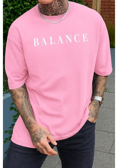 Balance Baskılı Unisex Tshırt Pembe
