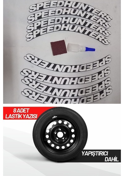 Beyaz Speed Hunters Motosiklet Ve Otomobil Araç 3d Oto Lastik Yazısı Sticker Arma 8 Adet