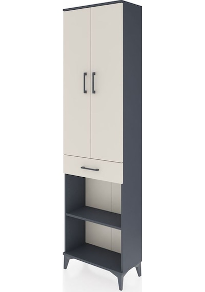 Arges Dolap 3 Raflı Tek Çekmeceli Tek Askılı 60x30x221 Antrasit-aytaşı Antrasit