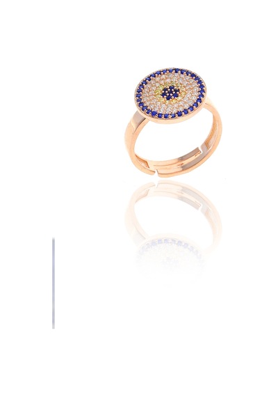 Nazar Boncuğu Tasarım Safir Zirkon Taşlı Roslu Kadın Yüzük M 201025062 Gümüş