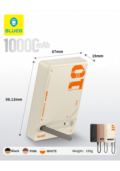 Pd 20w 10000 Mah Mf Magsafe Wireless Kablosuz Stand Özellikli Type-c To Type-c Powerbank Şarj Aleti Pembe