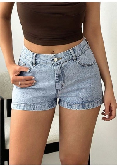 Kene Jeans Buz Kar Mini Kot Şort Buz Kar