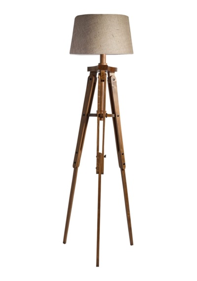 Piega Tripod Lambader Abajur Köşe Lambası Aydınlatma Ahşap Naturel Ağaç Country Dekor Masif Doğal Diğer