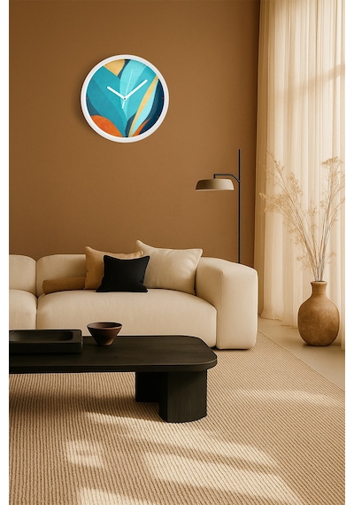 Modern Duvar Saati - 35cm - Önü Camlı Beyaz Kasa - Sessiz Mekanizma-jh0866 Beyaz