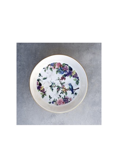 Flora Seramik Ayaklı Meyvelik Salata Kasesi Sunum Tabağı - 23,5cm Beyaz