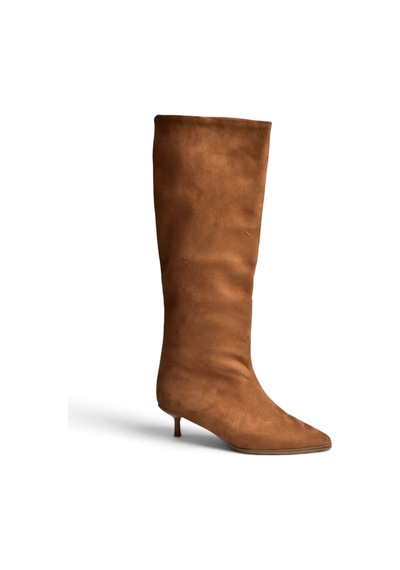 Fox Shoes Z726103402 Taba Süet Kısa İnce Topuklu Kadın Çizme