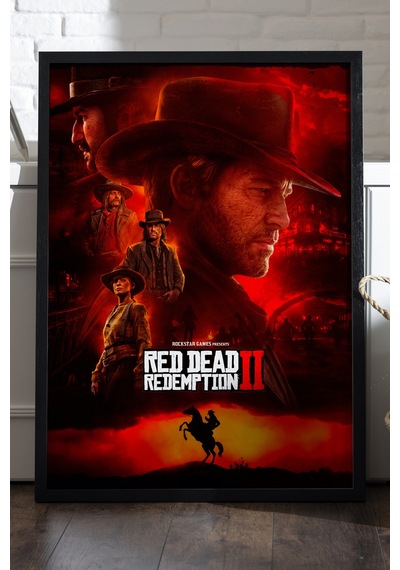 Red Dead Redemption 2 Siyah Ahşap Çerçeveli Poster, Dekoratif Oyun Duvar Tablosu