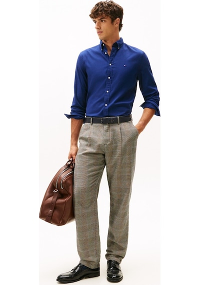 Tommy Hilfiger Flex Flannel Solıd Rf Shırt Erkek Mavi Uk Gömlek - Mw0mw40469
