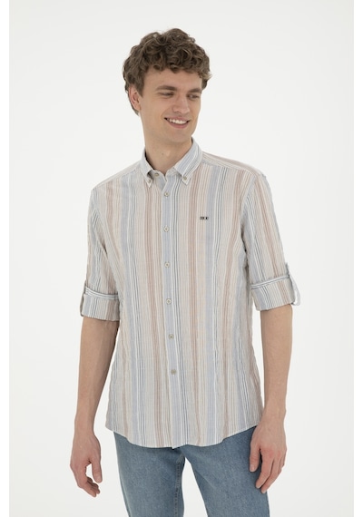 U.s. Polo Assn. Erkek Koyu Mavi Gömlek Desenli 50283698-vr032 Mavi