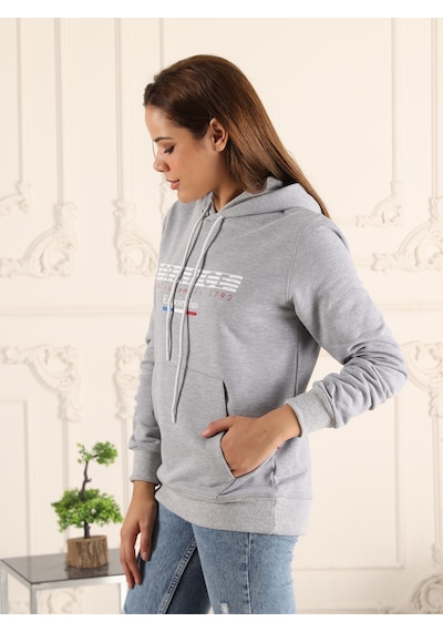 Gri Renk Baskı Detaylı Unisex Sweatshirt Gri