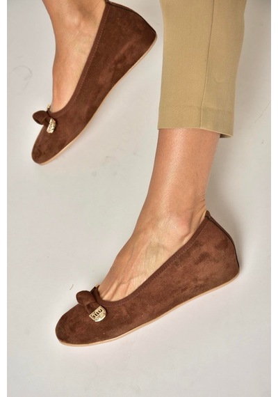 Fox Shoes Y250750702 Kahverengi Süet Alçak Dolgu Tabanlı Kadın Ayakkabı Kahverengi