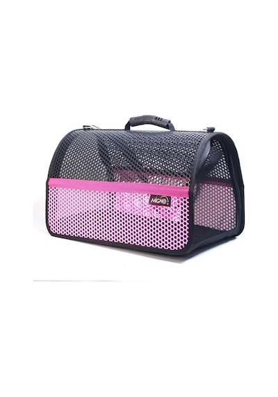 Flybag Voyager Fileli Model Kedi Köpek Taşıma Çantası, 46x30x27 Cm, Pembe-siyah