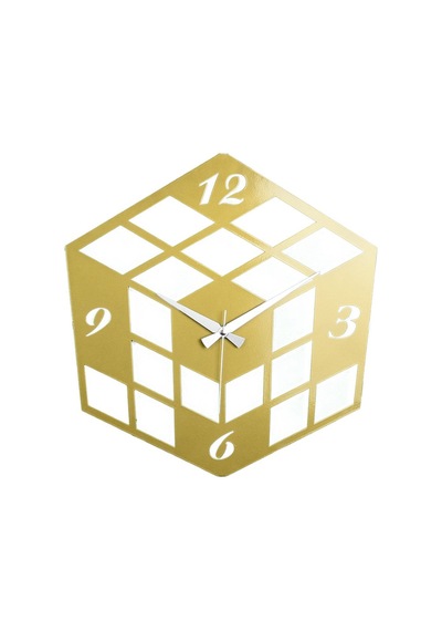 Küp Model Metal Lazer Kesim Akar Sessiz Mekanizmalı Duvar Saati 40 40 Cm -m029 Gold