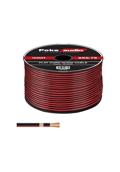 2x0.75 Hoparlör Kablosu Kordon Siyah 100mt Poke Pk-1416