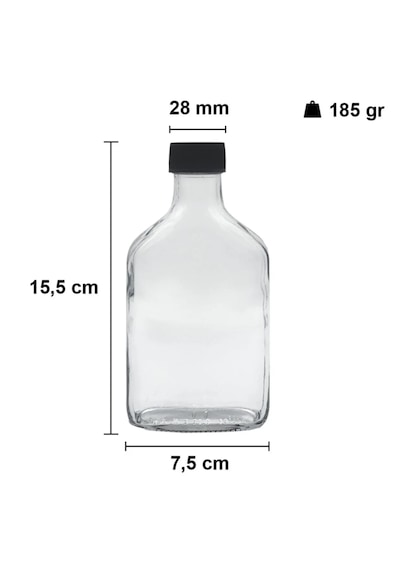 Rotanev 2 Adet Şeffaf Cold Brew Siyah Kapaklı Soğuk Kahve Yassı Cam Şişe 200 ml ve Çubuk Buz Kalıbı